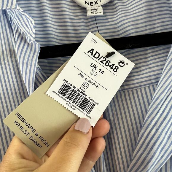 Next NWT Blue White Stripe Button Down Tunic Size 10 - Picture 7 of 8